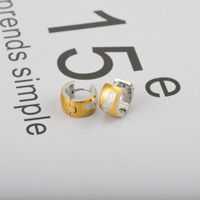 Simple Double Sided Stainless Steel Great Wall Pattern Earrings Wholesale main image 4