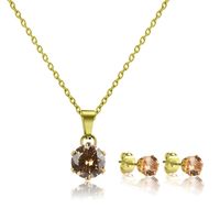 Mode En Acier Inoxydable Collier Boucles D&#39;oreilles Ensemble Zircon Itanium Acier main image 6