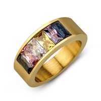 Fashion Single Row Colorful Flash Brick Stainless Steel Ring Accessories main image 2
