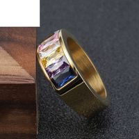Fashion Single Row Colorful Flash Brick Stainless Steel Ring Accessories main image 3