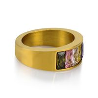 Fashion Single Row Colorful Flash Brick Stainless Steel Ring Accessories main image 5