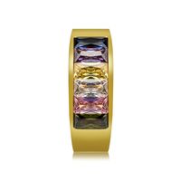 Fashion Single Row Colorful Flash Brick Stainless Steel Ring Accessories main image 6