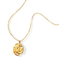 Fashion Retro Hollow Irregular Pendant Plated 18k Gold Necklace main image 6