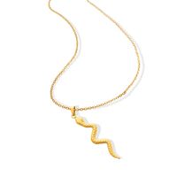 Fashion Snake-shaped Pendant Retro Titanium Steel Plated 18k Gold Necklace main image 6