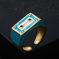 Fashion New Robot Dripping Oil Metal Opening Adjustable Copper Ring Accessories sku image 3