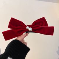Autumn And Winter Red Big Bow Sweet Top Back Head Clip Hair Accessories sku image 2