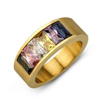 Fashion Single Row Colorful Flash Brick Stainless Steel Ring Accessories sku image 1