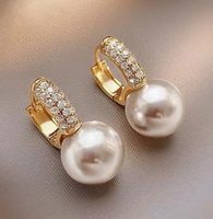 Nouvelle Mode À La Mode Simple Perle Cuivre Oreille Boucle D&#39;oreille En Gros main image 1