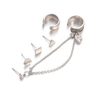 Bohemian Tassel Triangle Heart Five-piece Set Earrings Wholesale main image 4