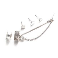 Bohemian Tassel Triangle Heart Five-piece Set Earrings Wholesale main image 5