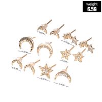 Creative Stars And Moon Rhinestone 6 Pairs Stud Earrings Set Wholesale main image 3