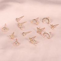 Creative Stars And Moon Rhinestone 6 Pairs Stud Earrings Set Wholesale main image 4