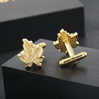 New Leaf Men's Cufflinks Simple Maple Leaf Metal Cufflinks Buttons Clothing Accessories main image 3