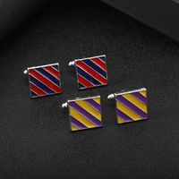 New Striped Square Metal Cufflinks Alloy Dripping Oil Men's Cuff Nails main image 1