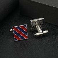 New Striped Square Metal Cufflinks Alloy Dripping Oil Men's Cuff Nails main image 4