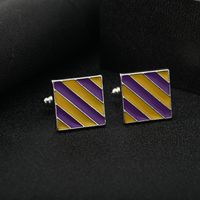 New Striped Square Metal Cufflinks Alloy Dripping Oil Men's Cuff Nails main image 5
