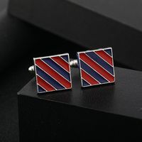 New Striped Square Metal Cufflinks Alloy Dripping Oil Men's Cuff Nails main image 6