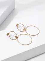 Boucles D&#39;oreilles Créoles Double Cercle Géométrique Simple En Acier Inoxydable 18k main image 6