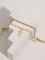 Fashion Stainless Steel 18k Gold Plated Twist Letter Pendant Double-layer Bracelet main image 4