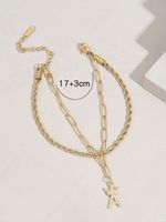 Fashion Stainless Steel 18k Gold Plated Twist Letter Pendant Double-layer Bracelet main image 5