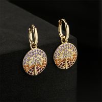 Vintage Copper Micro-set Color Zirconium 18k Coconut Tree Earrings Wholesale main image 2