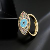 Fashion New Copper-plated 18k Gold Mixed Color Zircon Drip Oil Devil's Eye Copper Ring main image 4