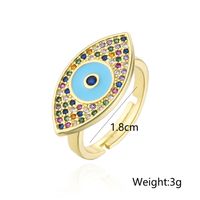 Fashion New Copper-plated 18k Gold Mixed Color Zircon Drip Oil Devil's Eye Copper Ring main image 5