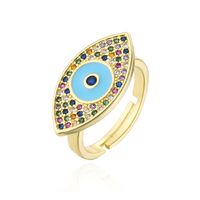Fashion New Copper-plated 18k Gold Mixed Color Zircon Drip Oil Devil's Eye Copper Ring main image 6