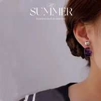 Fashion Solid Color Acrylic Hoop Earrings Irregular Simple Earrings main image 1