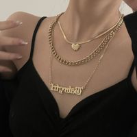 Fashion Three-layer Heart Titanium Steel 18k Gold-plated Letter Pendant Clavicle Chain main image 1