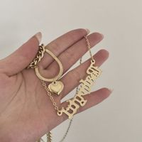 Fashion Three-layer Heart Titanium Steel 18k Gold-plated Letter Pendant Clavicle Chain main image 6