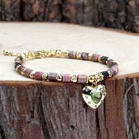 New Semi-precious Stone Faceted Crystal Heart Pendant Copper Bracelet main image 1