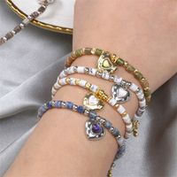 New Semi-precious Stone Faceted Crystal Heart Pendant Copper Bracelet main image 4
