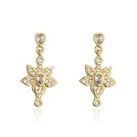 Retro Baroque Inlaid Zircon Flower Copper Earrings Wholesale sku image 1