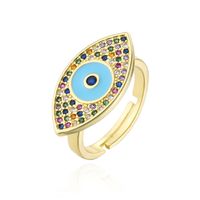 Moda Nuevo Anillo De Cobre De Ojo De Diablo De Aceite De Goteo De Circón De Color Mezclado De Oro De 18 Quilates Chapado En Cobre sku image 1