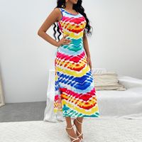 Spring Summer Fashion Contrast Olor Printed Sexy Dress main image 3