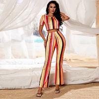 Fashion Spring Summer Striped Print 2-piece Set sku image 1