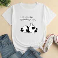 Women's T-shirt Short Sleeve T-shirts Printing Casual Letter Panda sku image 5