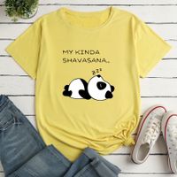 Women's T-shirt Short Sleeve T-shirts Printing Casual Letter Panda sku image 21