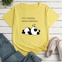 Mujeres Camiseta De Manga Corta Manga Corta Camisetas Impresión Casual Letra Panda sku image 22