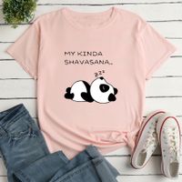Women's T-shirt Short Sleeve T-shirts Printing Casual Letter Panda sku image 9