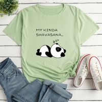 Mujeres Camiseta De Manga Corta Manga Corta Camisetas Impresión Casual Letra Panda sku image 17