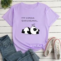 Women's T-shirt Short Sleeve T-shirts Printing Casual Letter Panda sku image 13