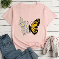Fashion Flower Butterfly Print Ladies Loose Casual T-shirt main image 4