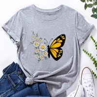 Fashion Flower Butterfly Print Ladies Loose Casual T-shirt main image 5