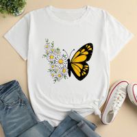 Fashion Flower Butterfly Print Ladies Loose Casual T-shirt main image 6