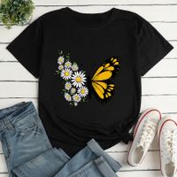 Fashion Flower Butterfly Print Ladies Loose Casual T-shirt main image 7