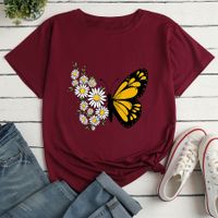 Fashion Flower Butterfly Print Ladies Loose Casual T-shirt main image 8