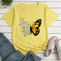 Fashion Flower Butterfly Print Ladies Loose Casual T-shirt main image 9