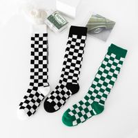 Calf Socks Checkerboard Knee Socks Casual Striped Long Tube Sports Socks main image 5